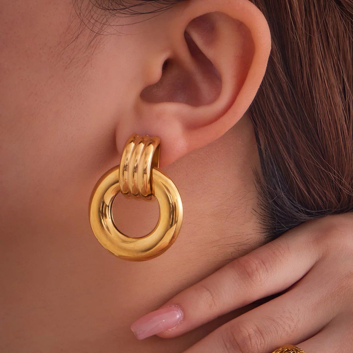 316 Stainless Steel Drop Earrings – PVD Gold Plated, Trendy Style, Women's Jewelry