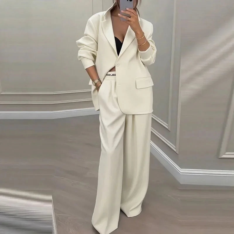 Ensemble Blazer et Pantalon Jambe Large