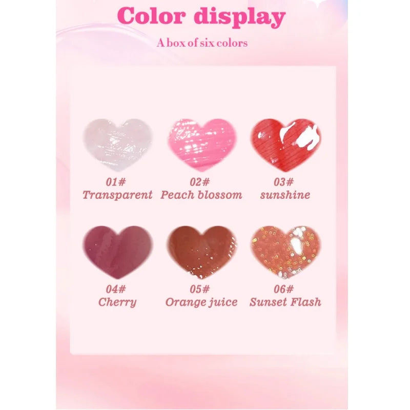 Set 6 Glosses Hydratants – Brillance Intense, Repulpant & Nourrissant | Pêche, Cerise, Rose