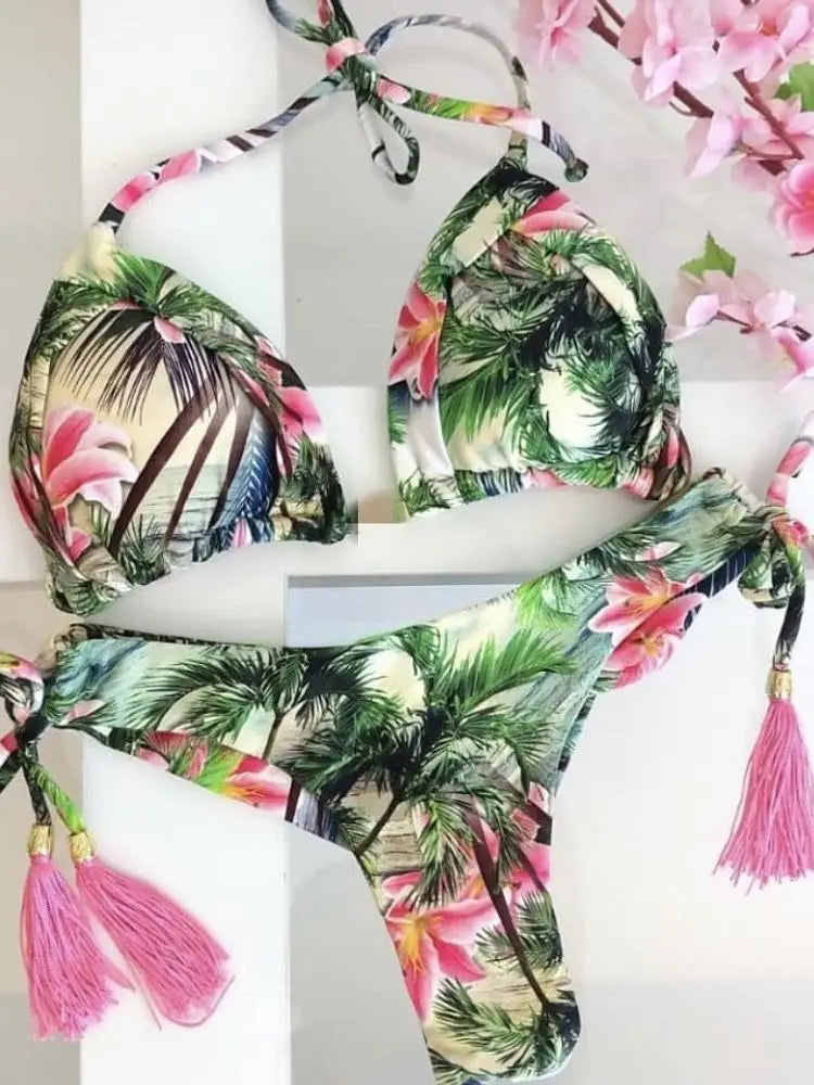 Women's Printed Push-Up Bandage Bikini – Low-Waisted, Brazilian Style, Beach Swimsuit