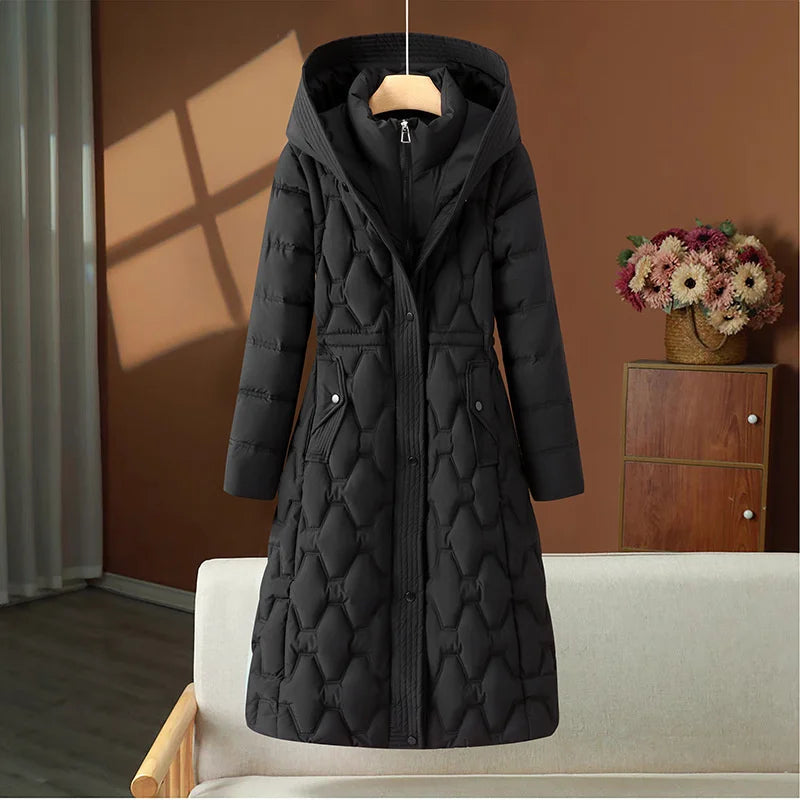 Women's long hooded padded coat