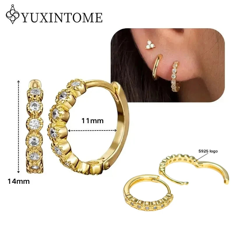 Boucles d'Oreilles Créoles Huggie Argent 925 – Zircon & Cristal, Goutte d'Eau, Certifiées GDTC, 73 Styles