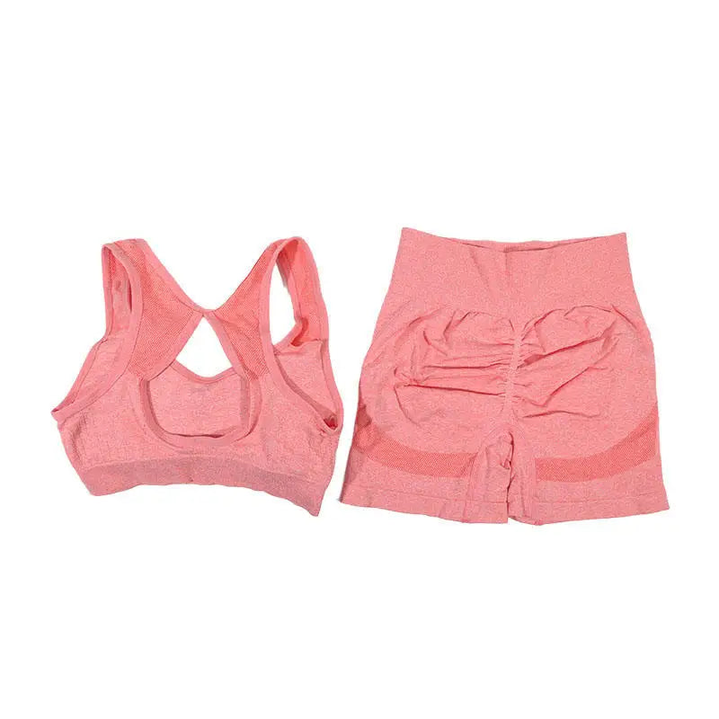 Ensemble de Sport Femme 2 Pièces – Bra & Short Sans Coutures, Yoga, Course & Fitness