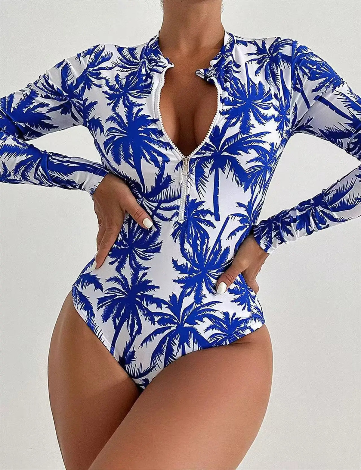 Maillot de Bain Une Pièce Femme Imprimé – Col Tour de Cou, Style Surf & Plage, Coupe Sexy