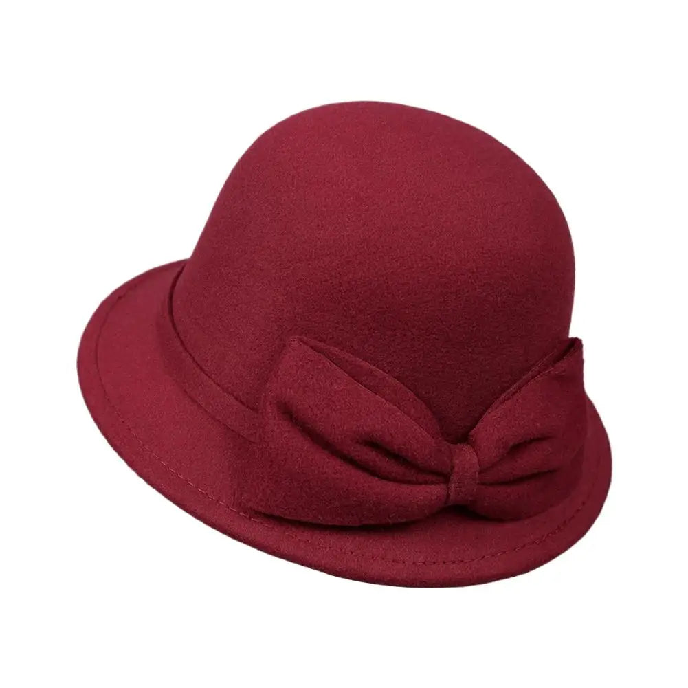 Chapeau cloche ajustable à nœud pour femme
