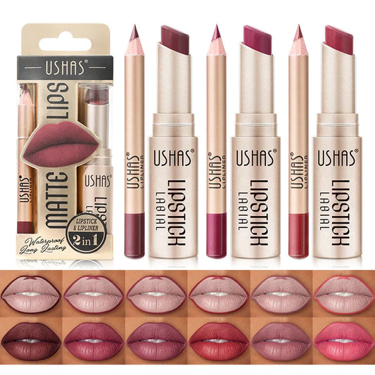 Kit Lèvres 2 Pièces – Liner + Rouge à Lèvres Mat Longue Tenue | 12 Teintes