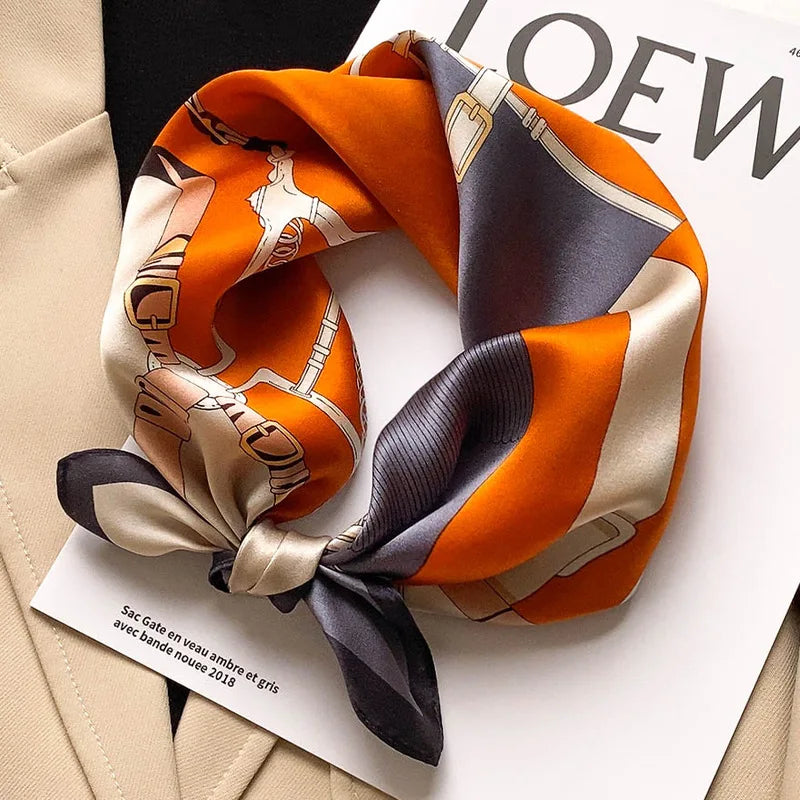 Women's Square Scarf – Luxury Satin Silk, Hair Ribbon, 70x70cm