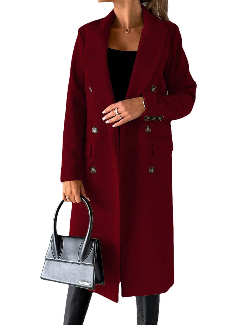 Manteau à double boutonnage et col à revers