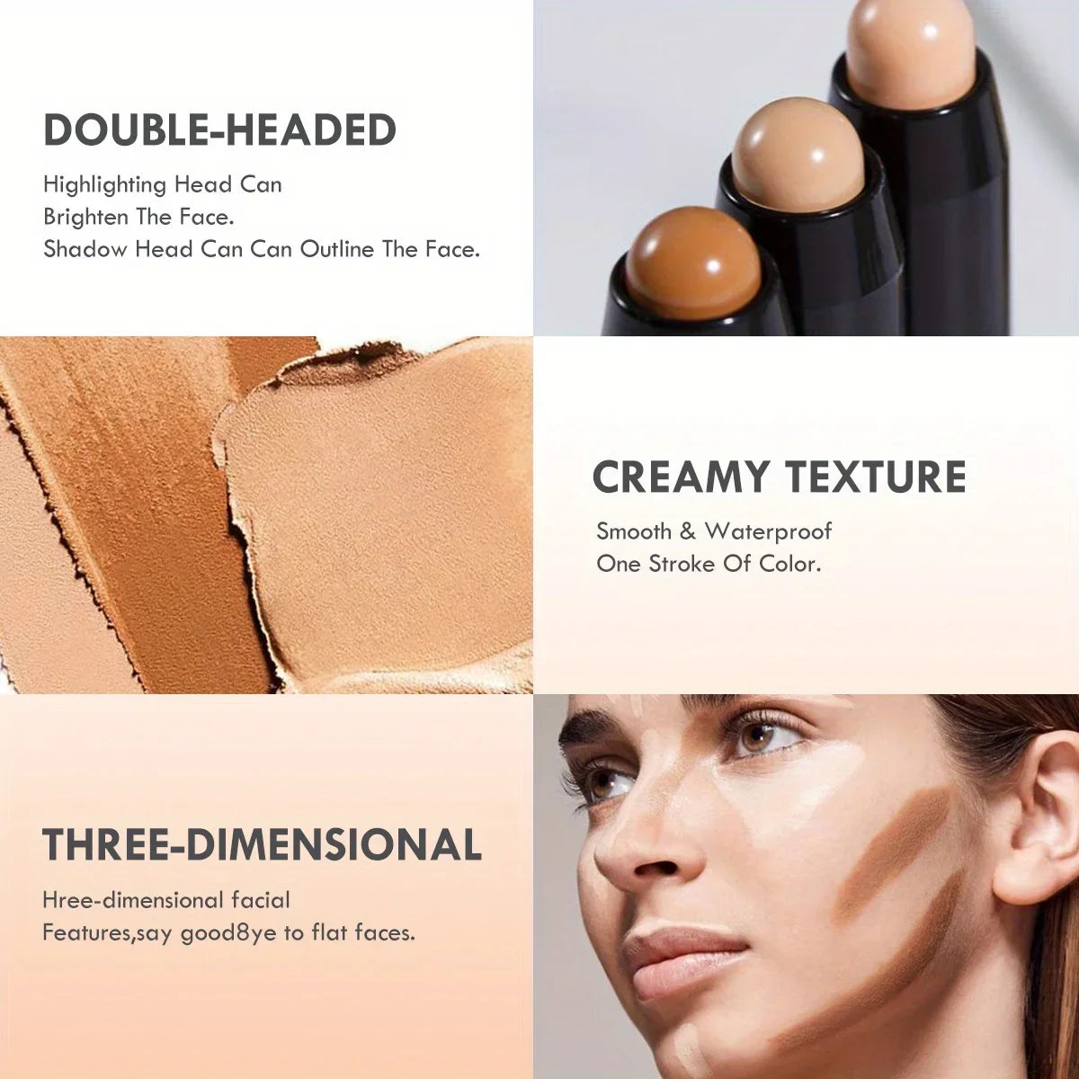 Stylo Double Embout Highlighter & Contour – Waterproof, Fond de Teint & Anti-Cernes