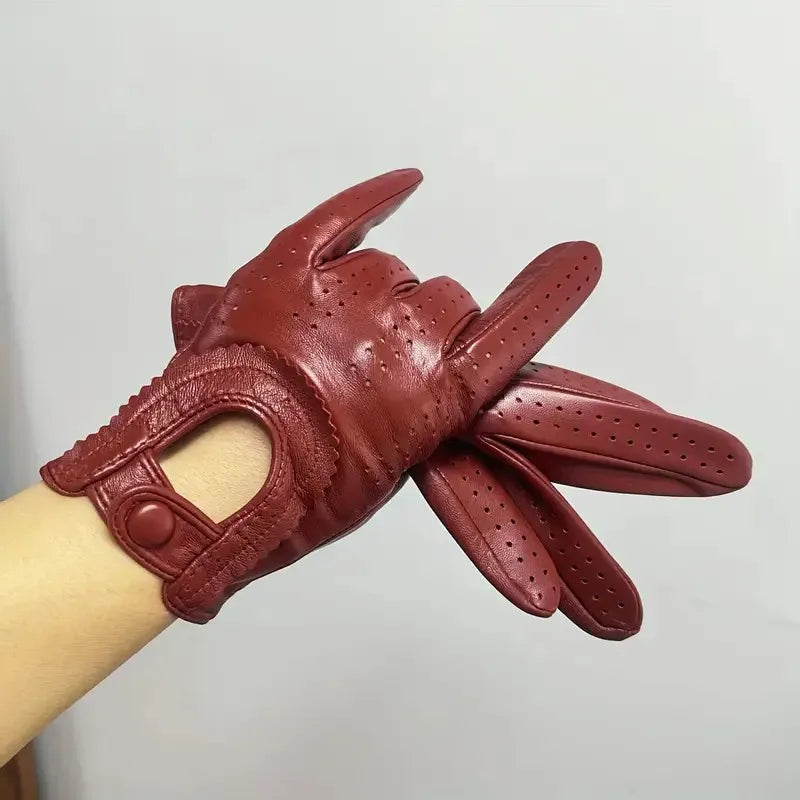Gants en cuir de mouton perforé pour femme
