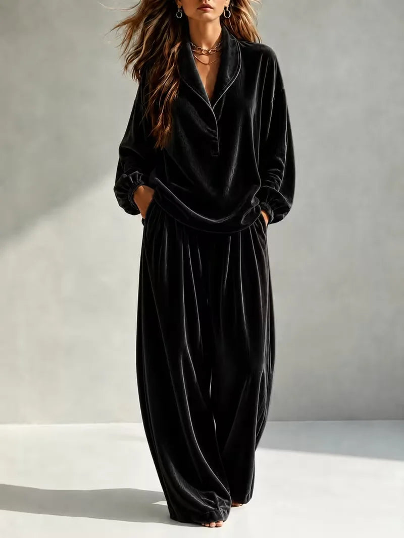 2-Piece Velvet Lapel Collar Set
