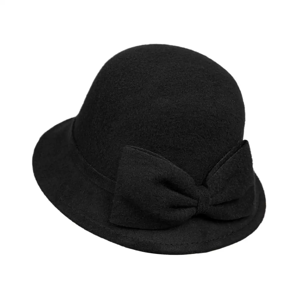 Chapeau cloche ajustable à nœud pour femme