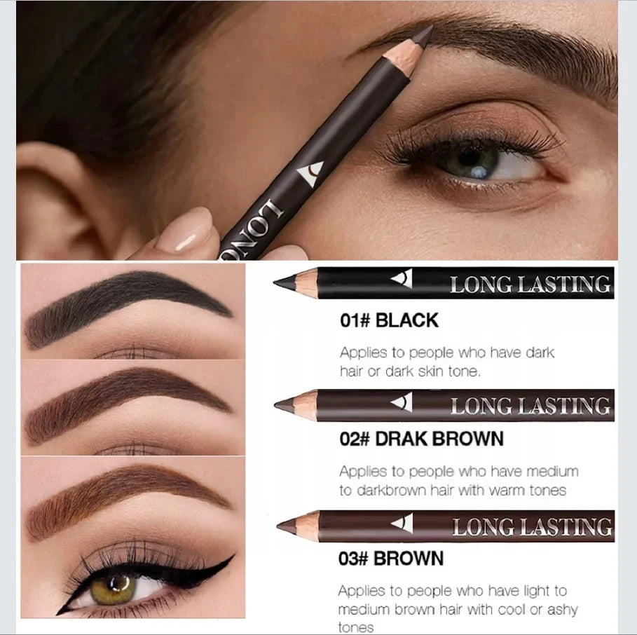 Waterproof Eyebrow Pencil — Pack of 6 or 12 Pieces, Long-Lasting Wear