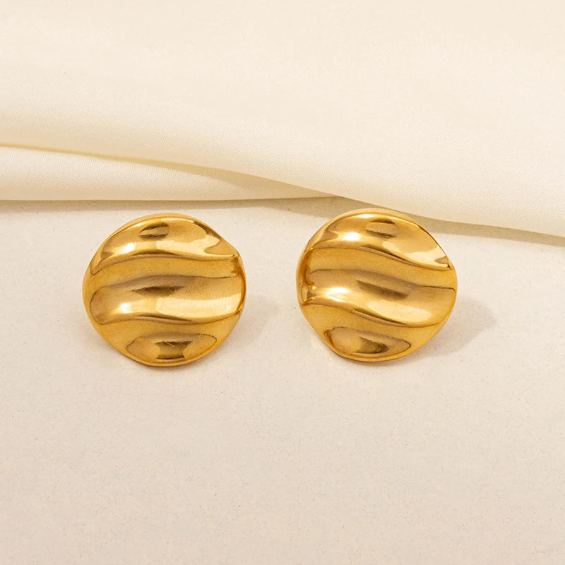 Irregular Geometric Stud Earrings – Stainless Steel, Waterproof & Durable, Unisex