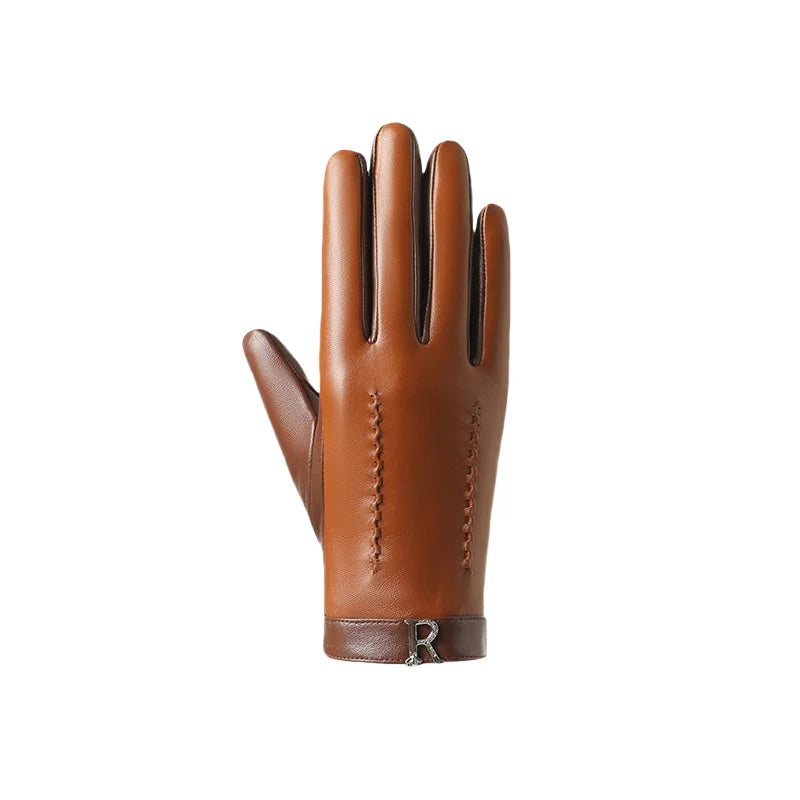 Gants élégants en cuir d’agneau pour femme – Camel