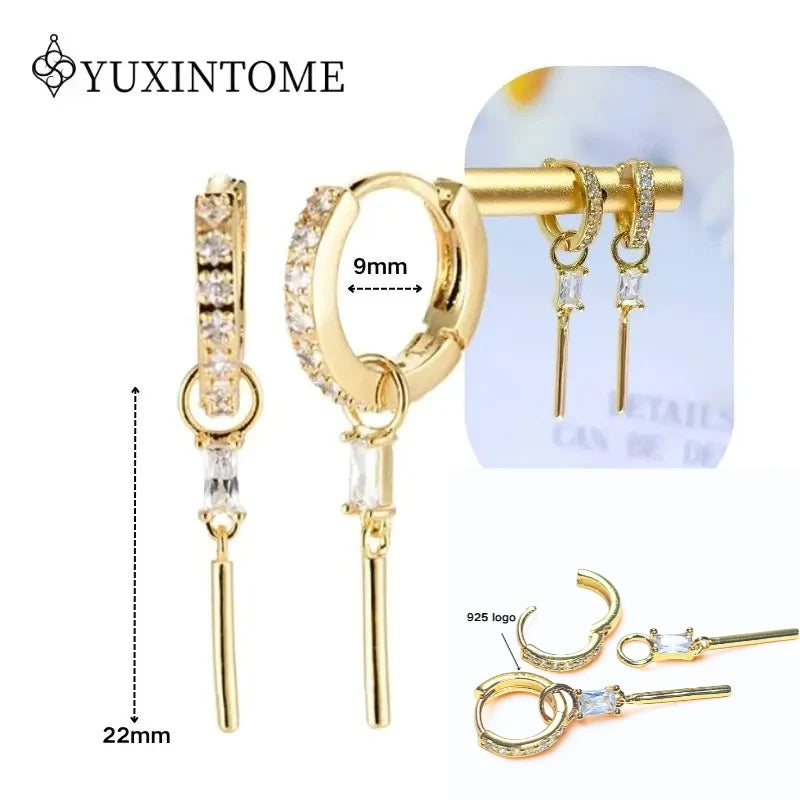 Boucles d'Oreilles Créoles Huggie Argent 925 – Zircon & Cristal, Goutte d'Eau, Certifiées GDTC, 73 Styles