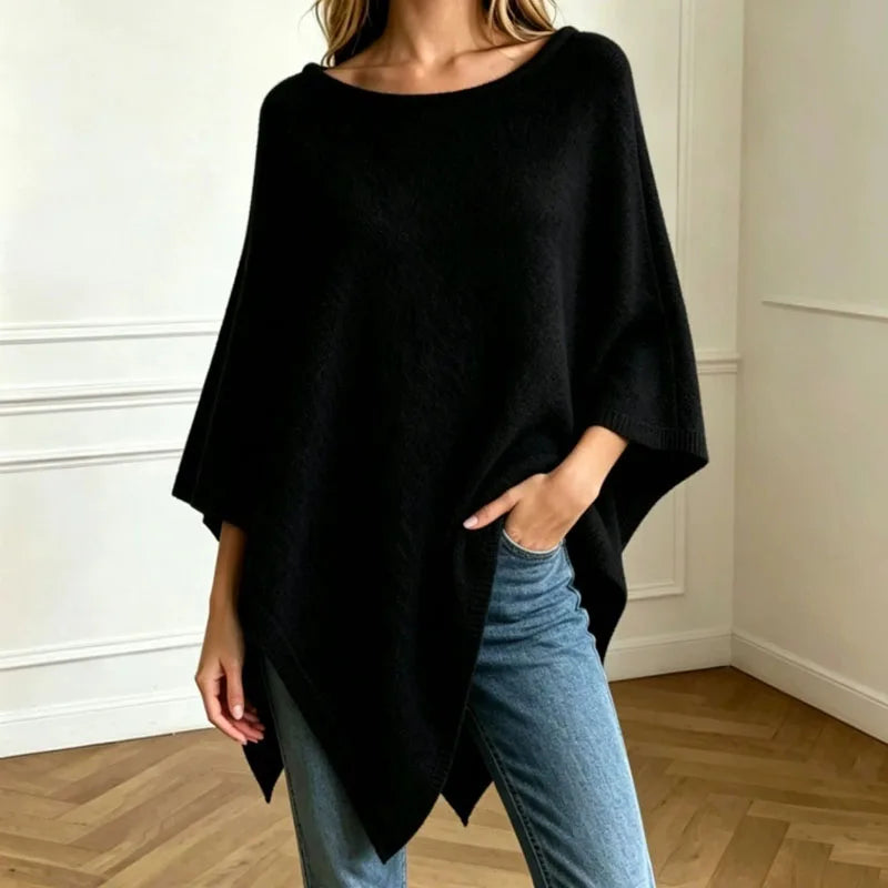 Pull cape en maille pour femme