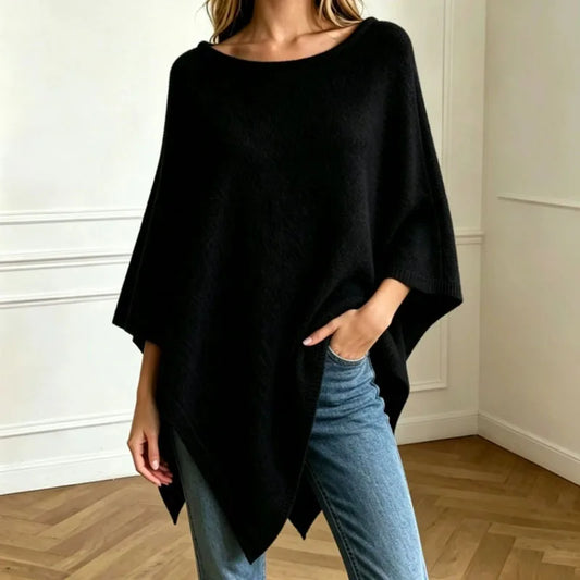 Pull cape en maille pour femme