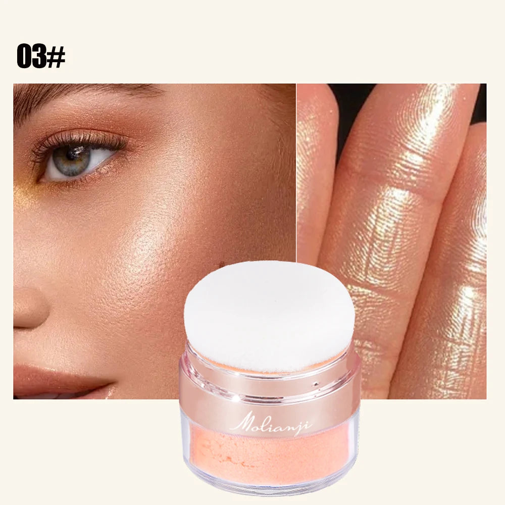Highlighter Glitter Poudre – Visage, Corps & Cheveux, Waterproof, Résistant à la Transpiration, 4 Teintes