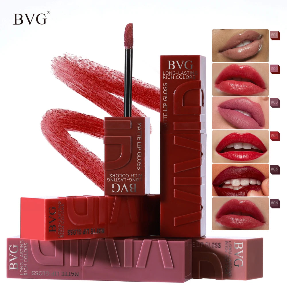 Rouge à Lèvres Liquide Mat Longue Tenue – Non Gras, Non Décolorant, Teintes Chaudes | 6 Couleurs | BVG