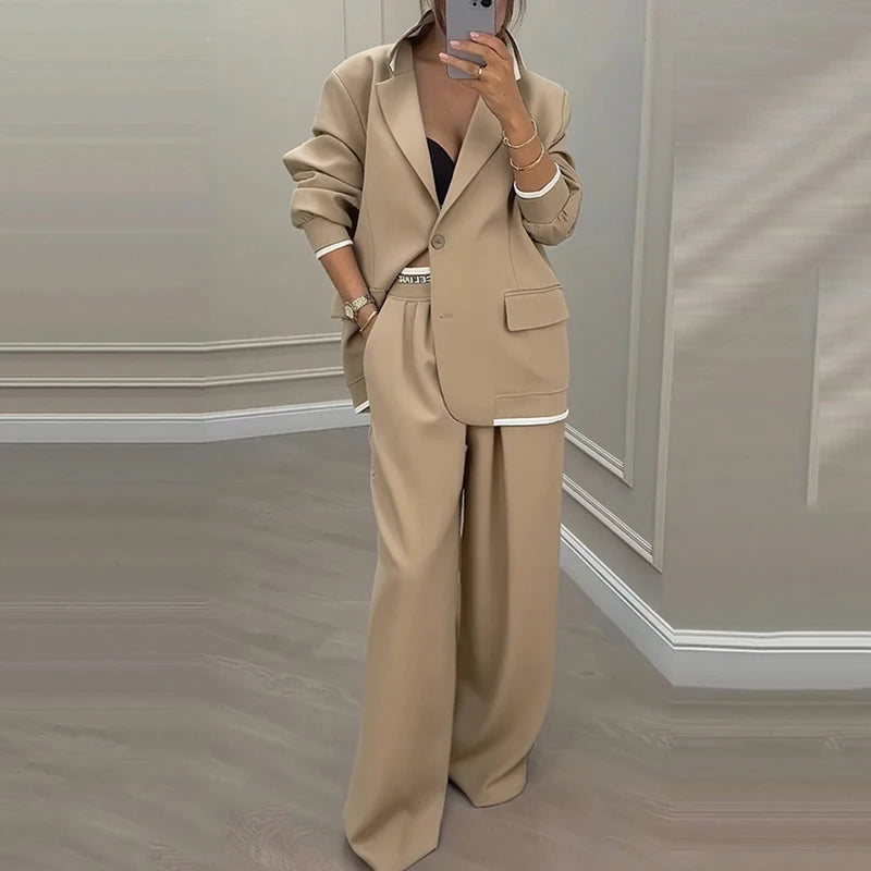 Ensemble Blazer et Pantalon Jambe Large