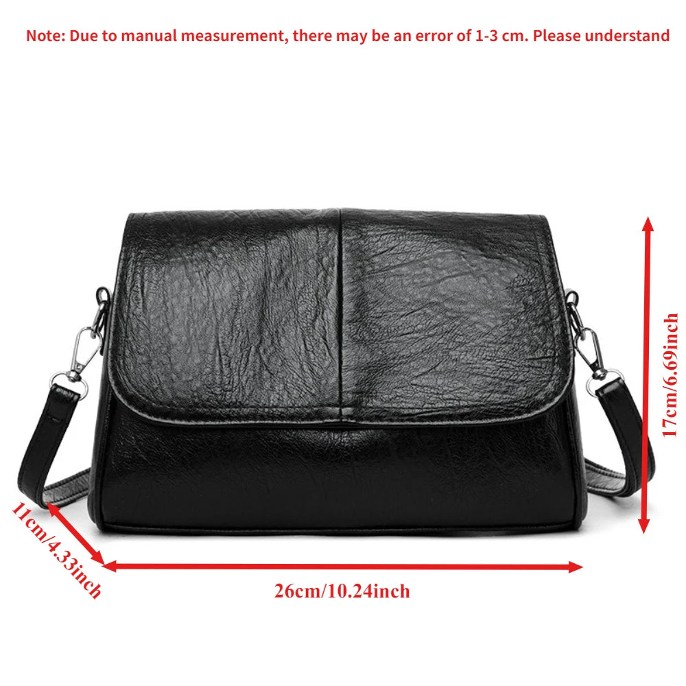 Waxed leather crossbody bag - Elegant vintage design with flap
