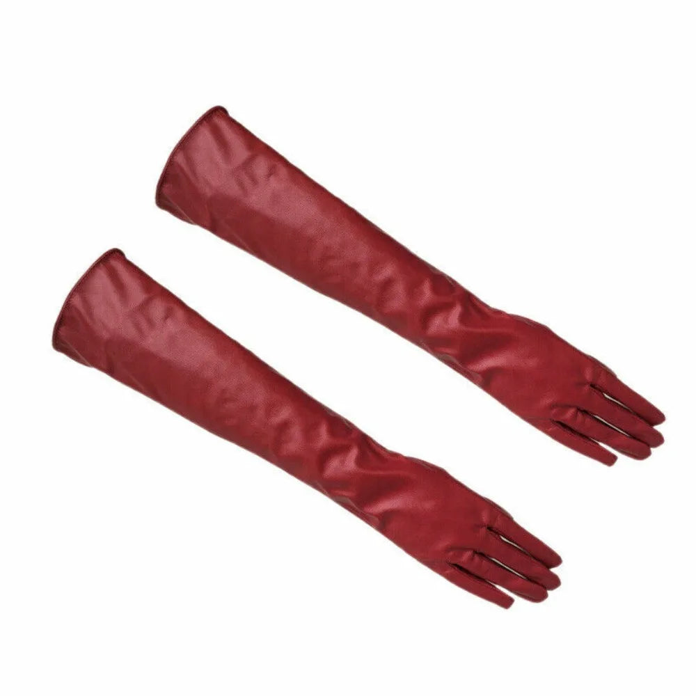 Gants longs de soirée en similicuir