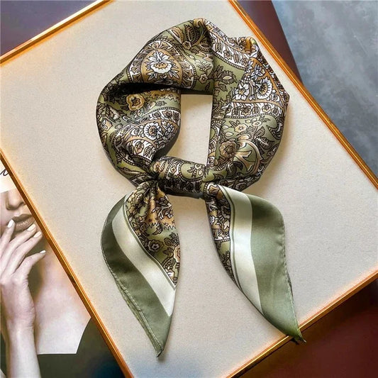 Foulard Carré Femme – Soie Satinée Luxe, Bandeau & Châle Élégant, 70x70cm