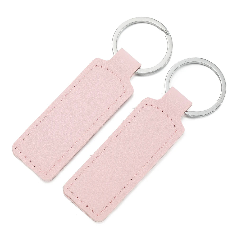 Porte-Clés Unisexe en Cuir PU – Pendentif Métallique Simple, 8 Couleurs, Cadeau