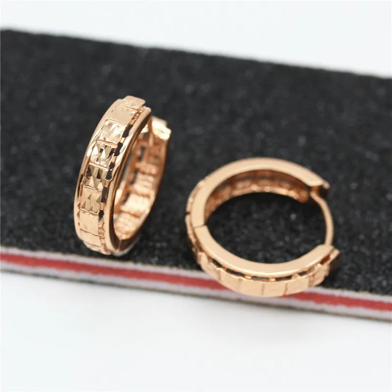 Shiny Hoop Earrings – 14K Rose Gold Plated 585, Classic Design