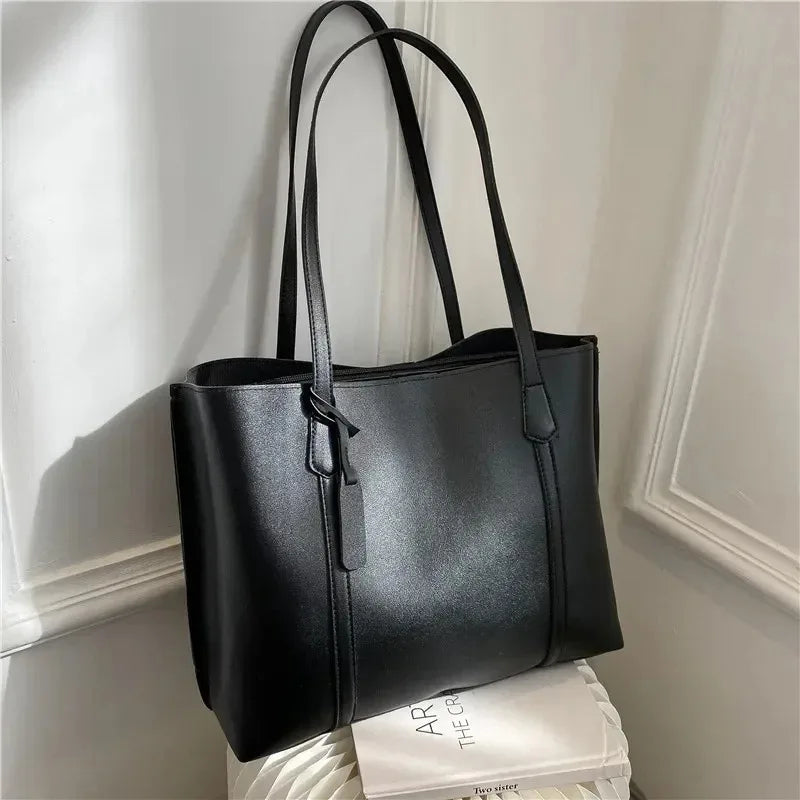 Soft Retro-Style PU Tote Bag