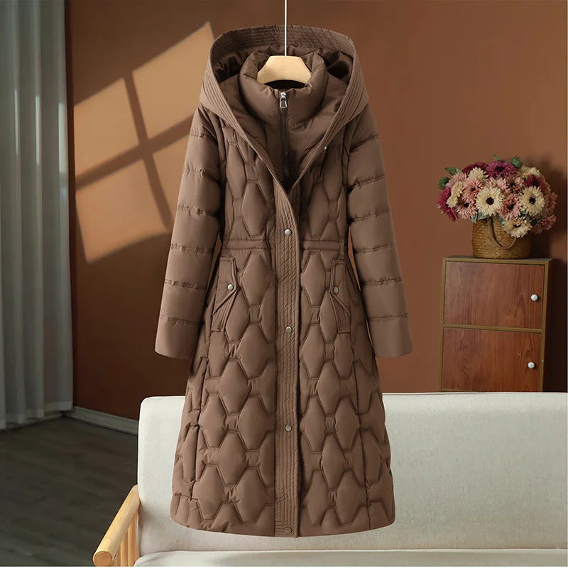 Women's long hooded padded coat