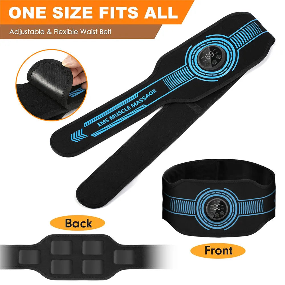Ceinture de Stimulation Musculaire EMS – 10 Modes, 39 Niveaux, Rechargeable USB, Ventre/Bras/Jambes