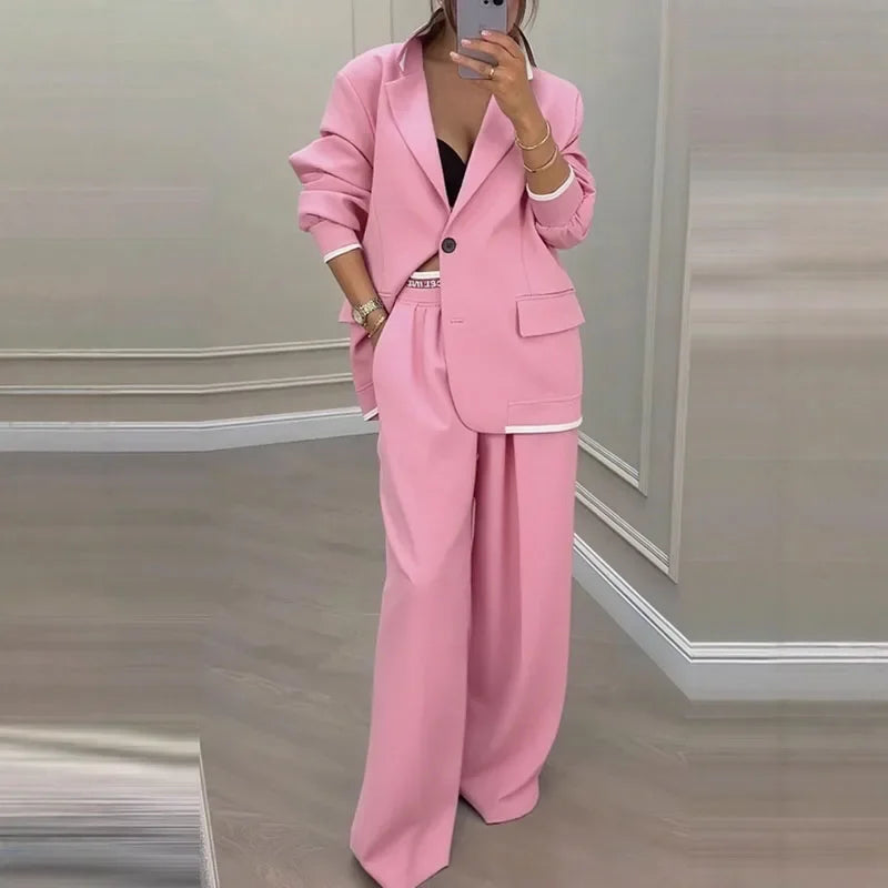 Ensemble Blazer et Pantalon Jambe Large