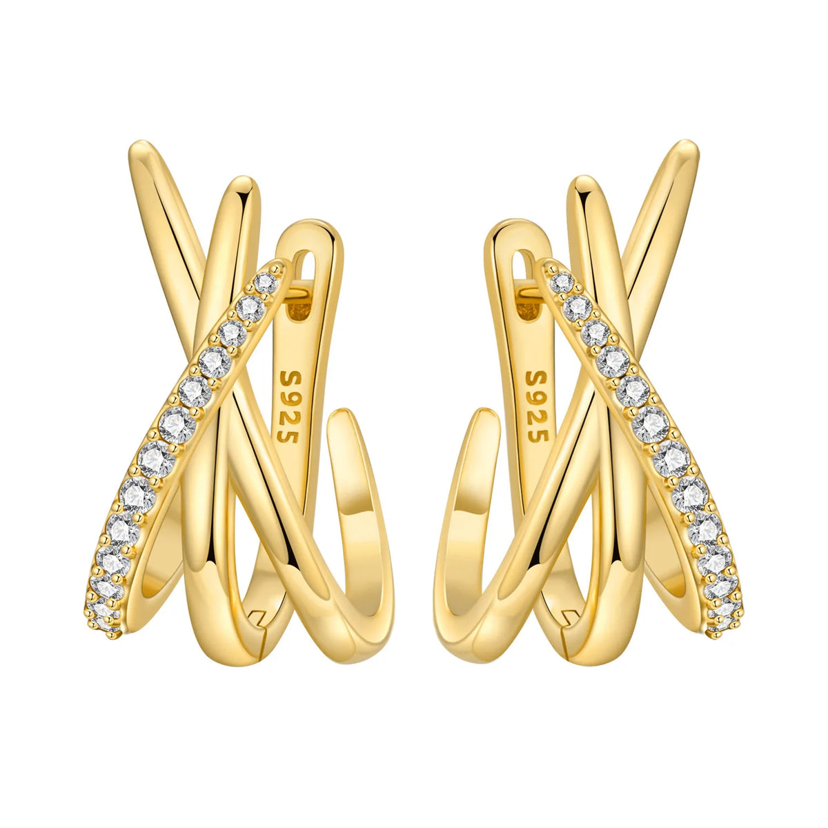 18K Gold Plated 925 Sterling Silver Hoop Earrings – Zircon, Multiple Styles