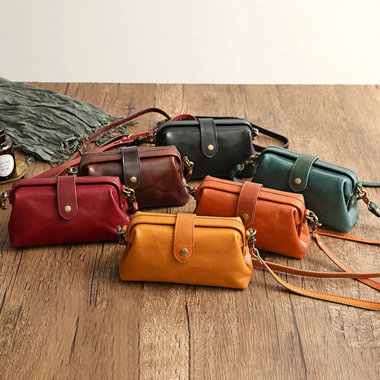 Sac à bandoulière en cuir décontracté - Style rétro vintage pour femme