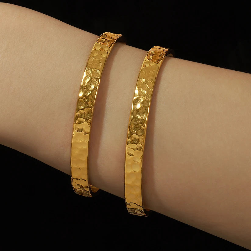 Classic Gold Cuff Bracelet – Gold-Plated Stainless Steel, for Women