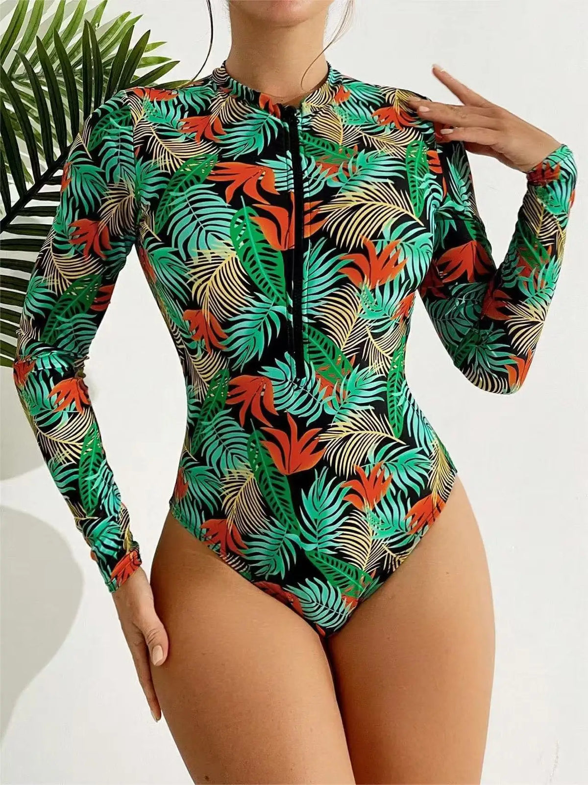 Maillot de Bain Une Pièce Femme Imprimé – Col Tour de Cou, Style Surf & Plage, Coupe Sexy