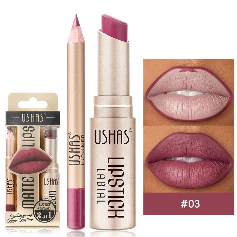 Kit Lèvres 2 Pièces – Liner + Rouge à Lèvres Mat Longue Tenue | 12 Teintes