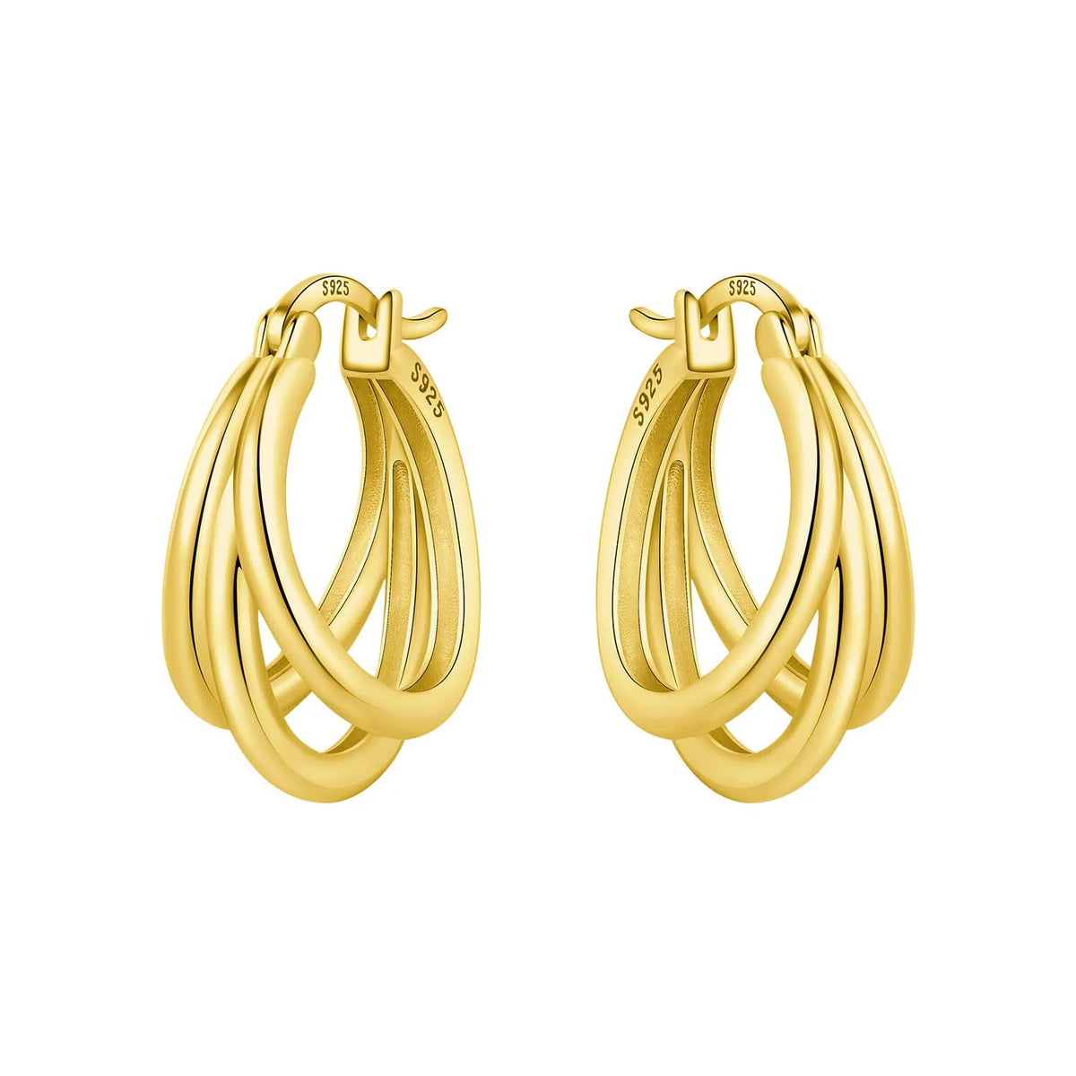 18K Gold Plated 925 Sterling Silver Hoop Earrings – Zircon, Multiple Styles