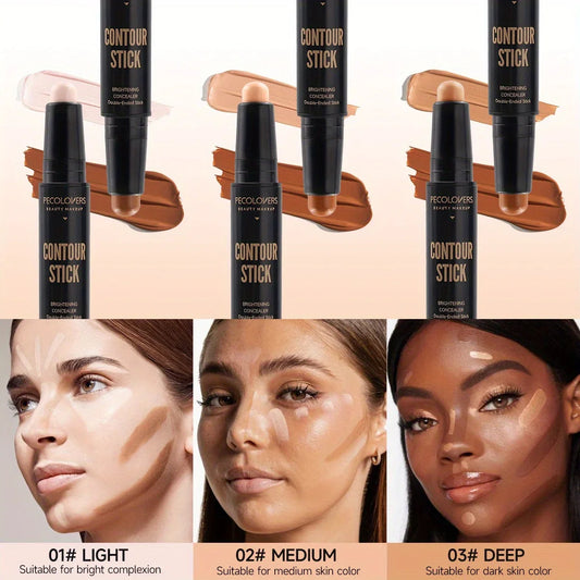 Stylo Double Embout Highlighter & Contour – Waterproof, Fond de Teint & Anti-Cernes