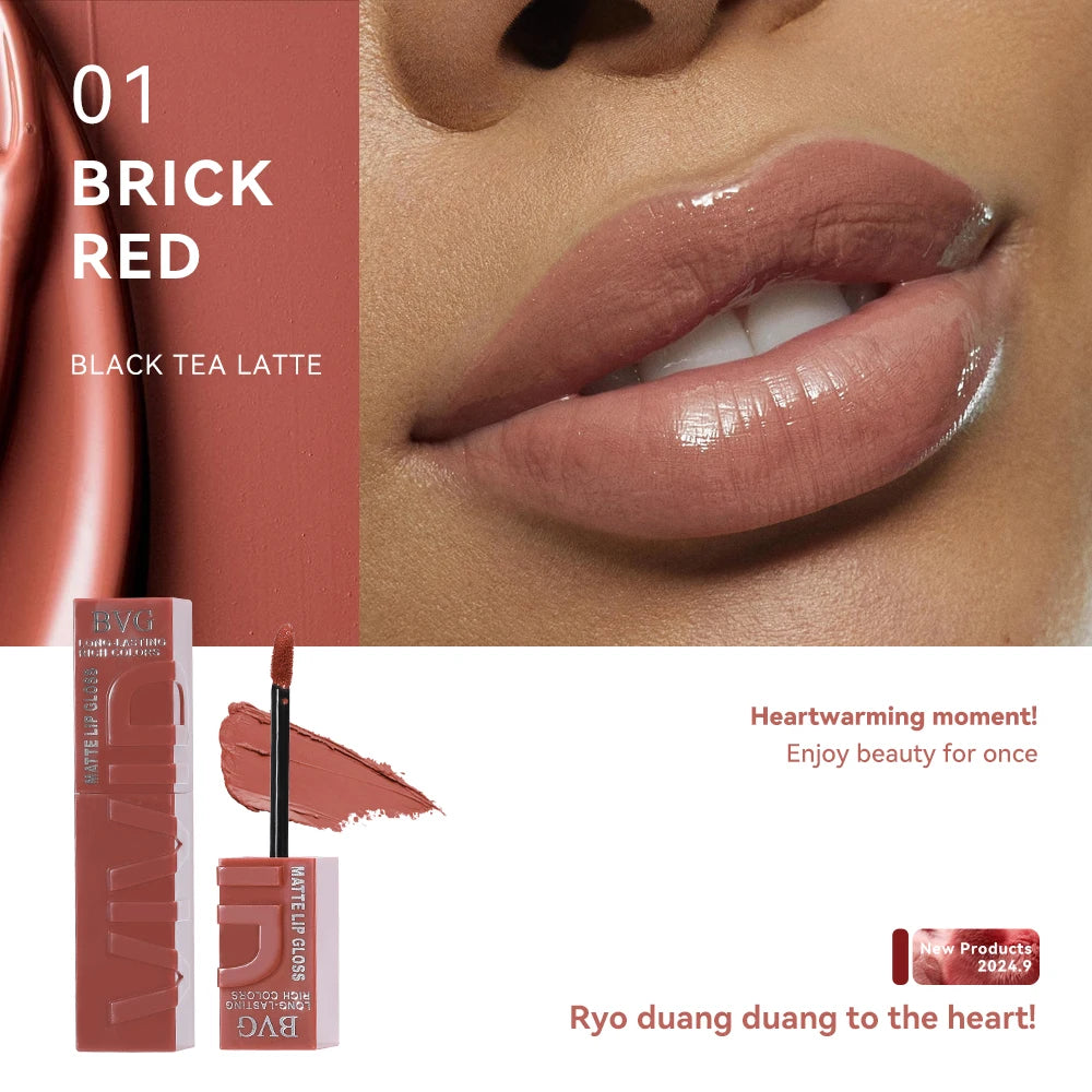 Rouge à Lèvres Liquide Mat Longue Tenue – Non Gras, Non Décolorant, Teintes Chaudes | 6 Couleurs | BVG