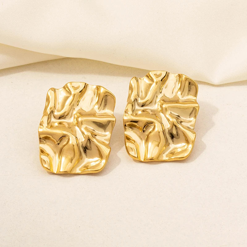 Irregular Geometric Stud Earrings – Stainless Steel, Waterproof & Durable, Unisex