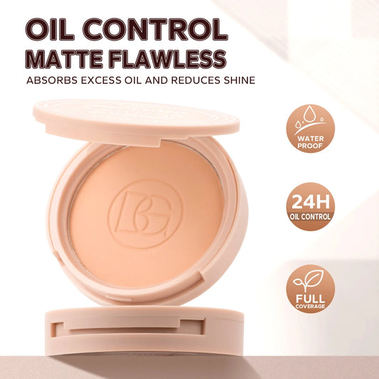 Poudre Compacte Matifiante avec Miroir – Contrôle du Sébum, Longue Tenue, Fini Naturel | 4 Teintes
