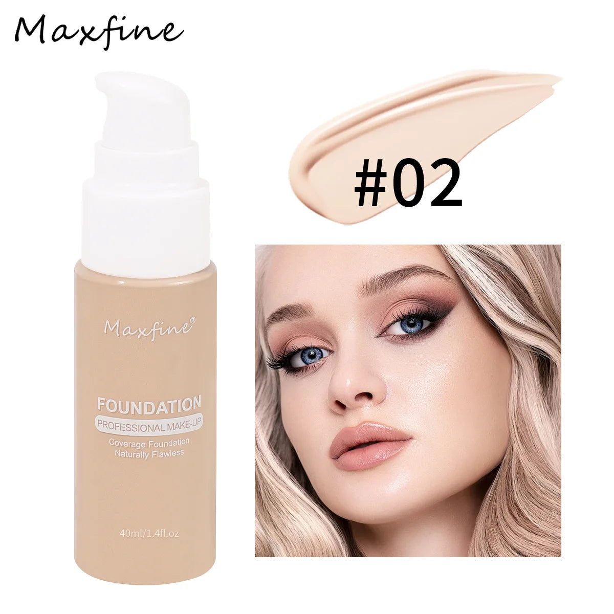 Liquid Cream Foundation – Moisturizing, Full Coverage, Waterproof, Long-Wear, 12 Shades