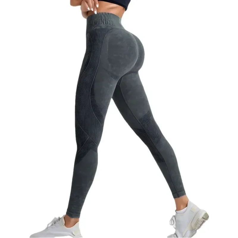Legging Yoga Femme Taille Haute – Sans Coutures, Gainant, Push-Up Hanches, Séchage Rapide