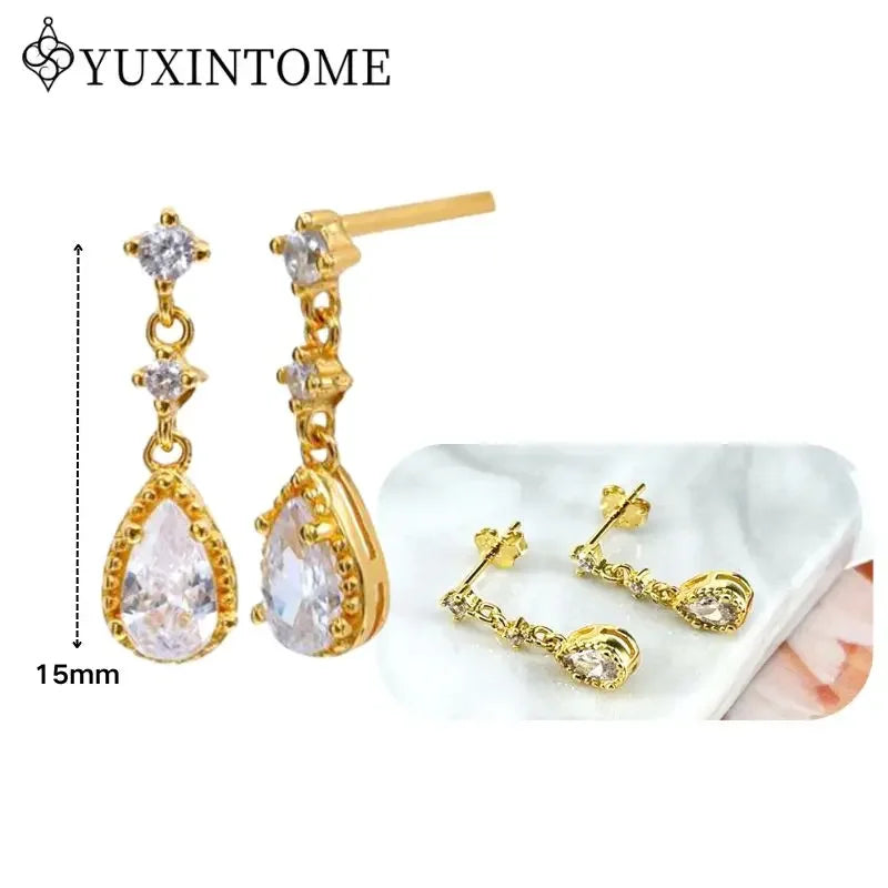 Boucles d'Oreilles Créoles Huggie Argent 925 – Zircon & Cristal, Goutte d'Eau, Certifiées GDTC, 73 Styles