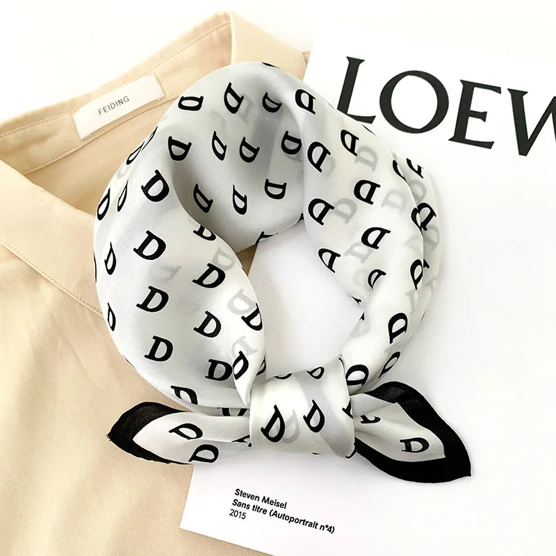 Women's Square Scarf – Luxury Satin Silk, Hair Ribbon, 70x70cm