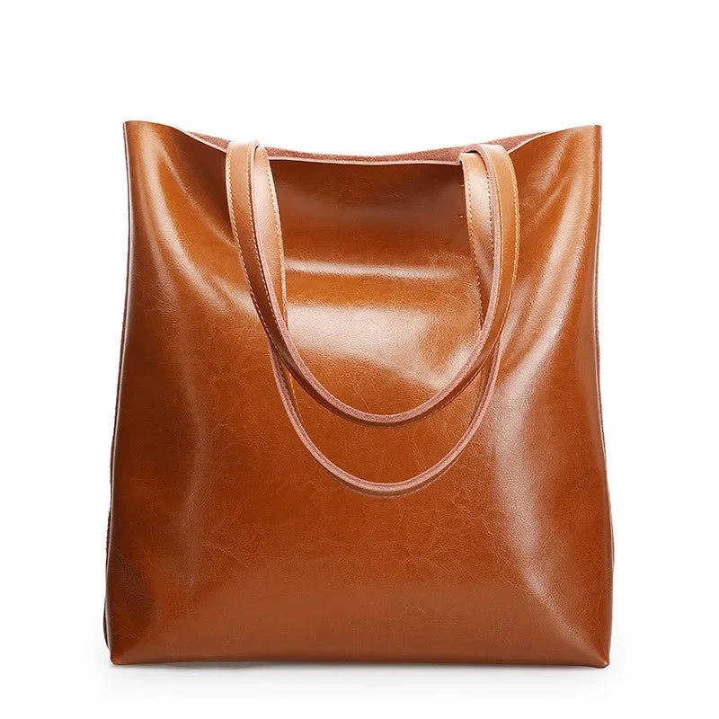 Large cowhide leather tote bag for women - Luxury vintage handbag for office
