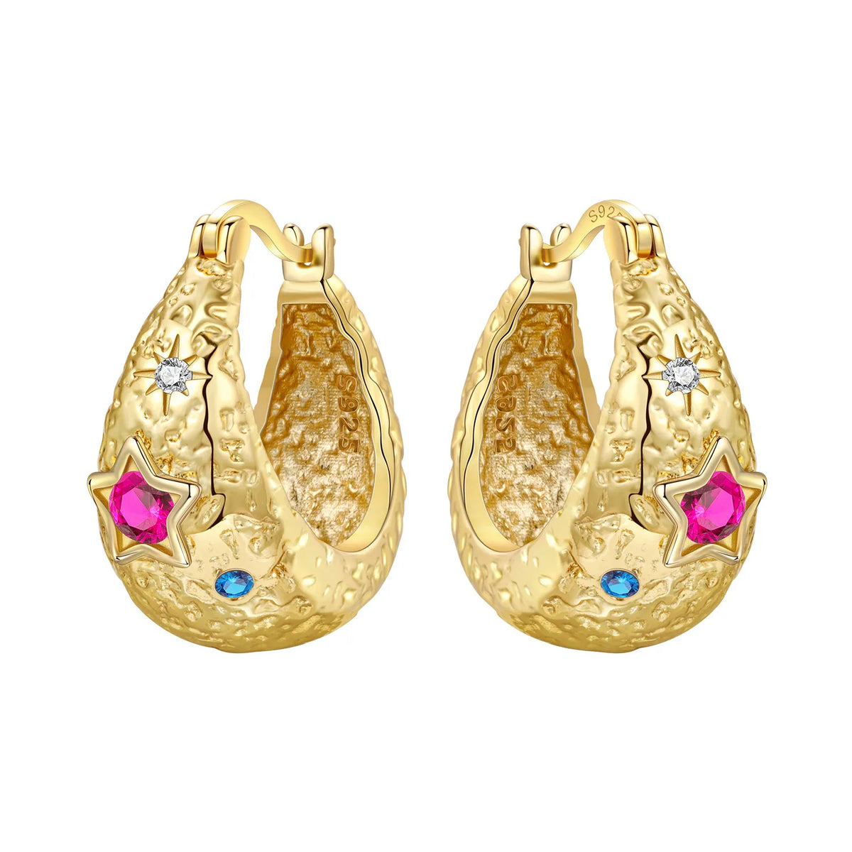 18K Gold Plated 925 Sterling Silver Hoop Earrings – Zircon, Multiple Styles